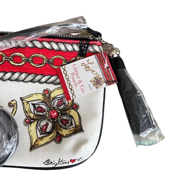 Brighton Glitter & Go Pouch Crossbody Purse Bag Tassel Canvas NWT. - Picture 3 of 4